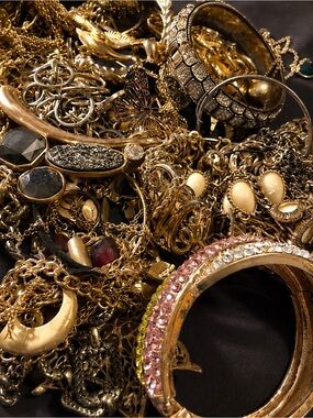 Huge 3 LB Vintage Mod Jewelry Lot MYSTERY BOX Wearable Estate Sale